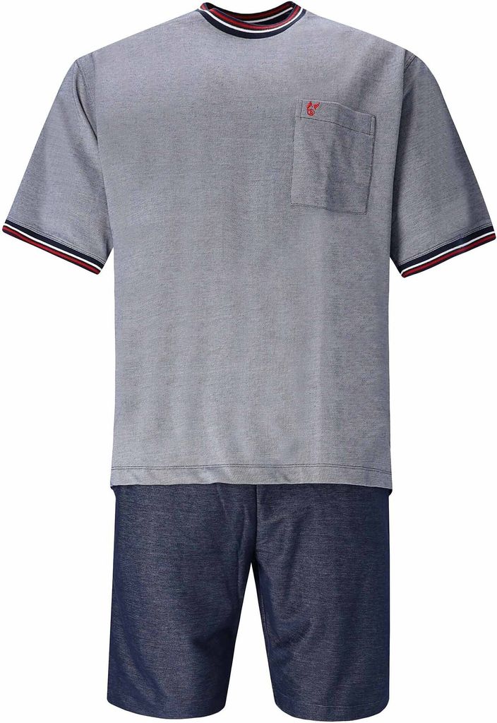 hajo Herren Schlafanzug - Shorty, Pyjama, kurz, Klima-Light, Baumwolle merzerisiert, Stretch Blau M
