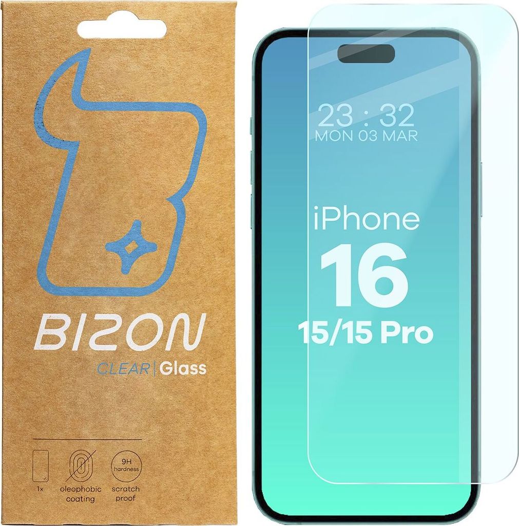 Bizon Glass Clear 2 Apple iPhone 15 / 15 Pro / 16