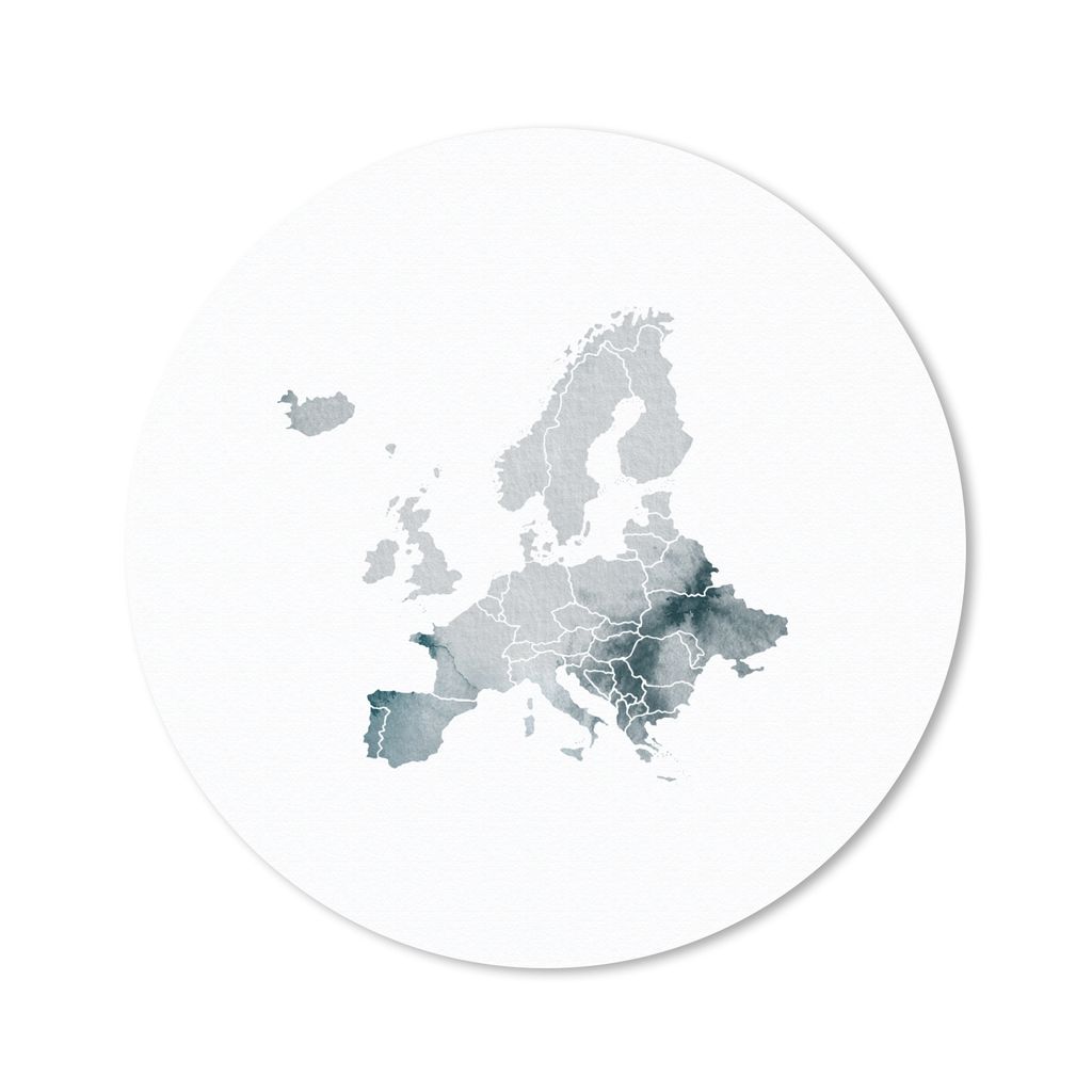 MuchoWow Mauspad Mousepad Karte - Europa - Aquarell - Grau 20x20 cm - Mousepads - Maus Mat - Pad - Mausunterlage - Schreibtischmatte