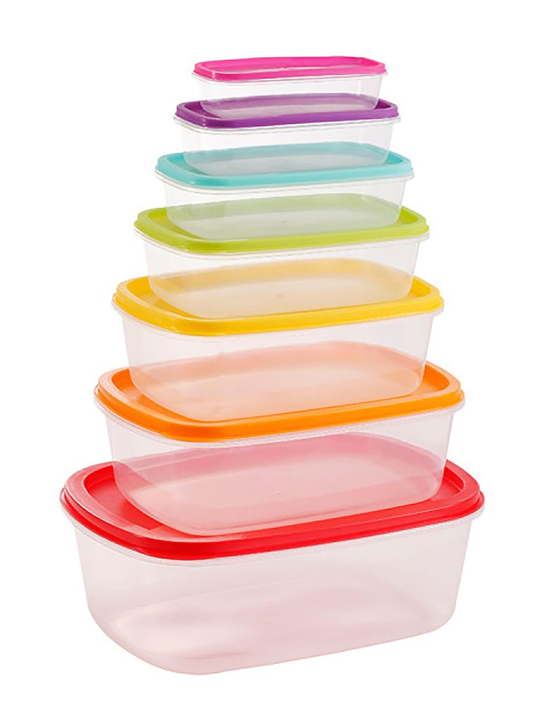 VORRATSDOSEN mit Deckel 7er Set transparent/bunt Produktbild 