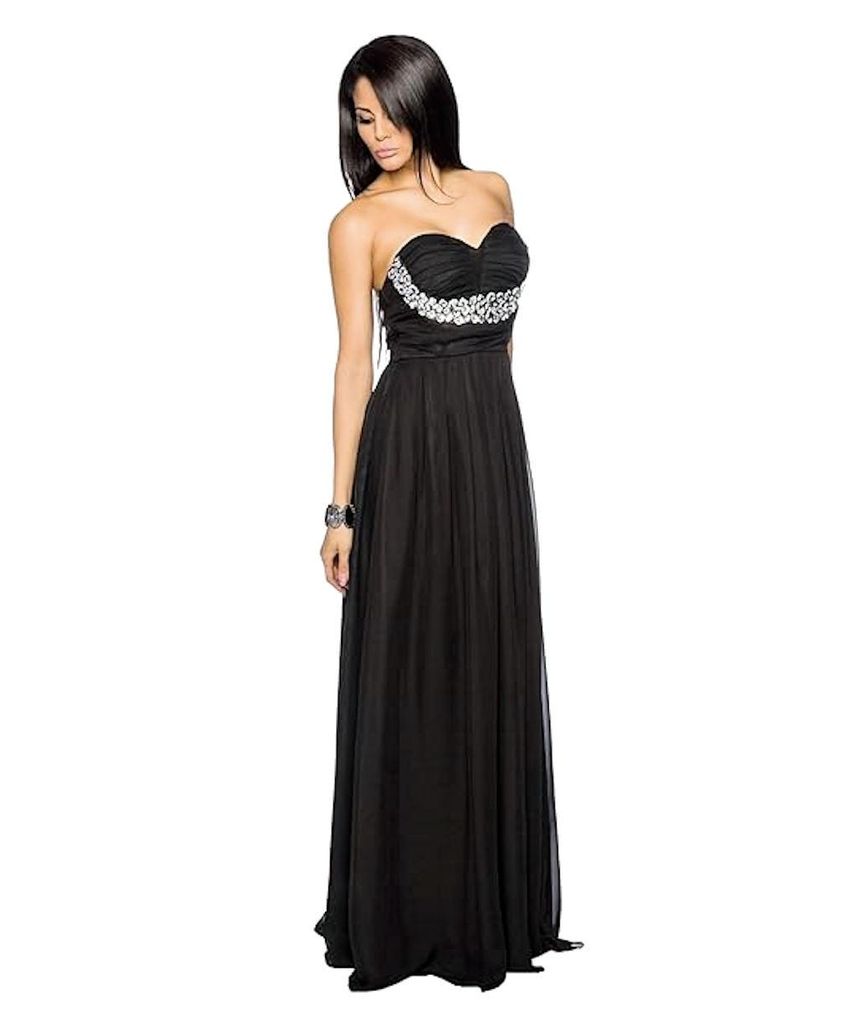 Bandeau-Abendkleid Julia mit Schmucksteinbesatz 13538 langes Damen Kleid Party-Kleid, schwarz, Gr. L=38