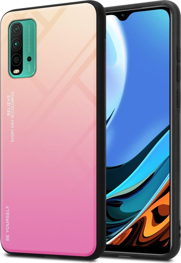 Cadorabo Hülle für Xiaomi RedMi 9T / POCO M3 Schutz Hülle in Schwarz Handyhülle TPU Etui Cover Case Tempered Glas