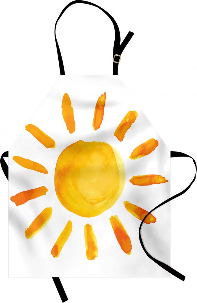 ABAKUHAUS Grunge Kochschürze, Sun Illustration Childish Aquarell Pinsel Malerei Stil Kinder Kinderzimmer Spielzimmer Bild, Farbfest Höhenverstell...