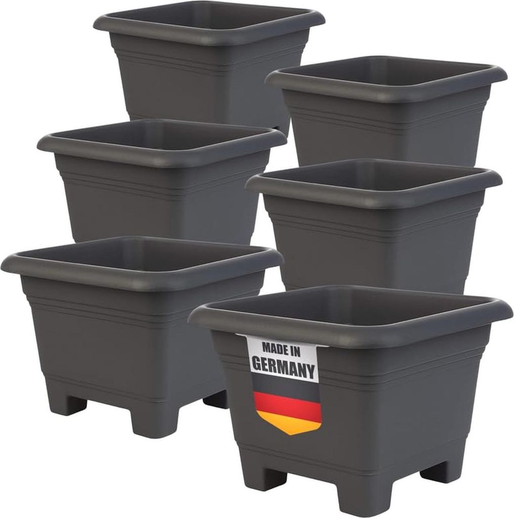 Großer eckiger Pflanzkübel 6er Set anthrazit wetterfest für Produktbild 