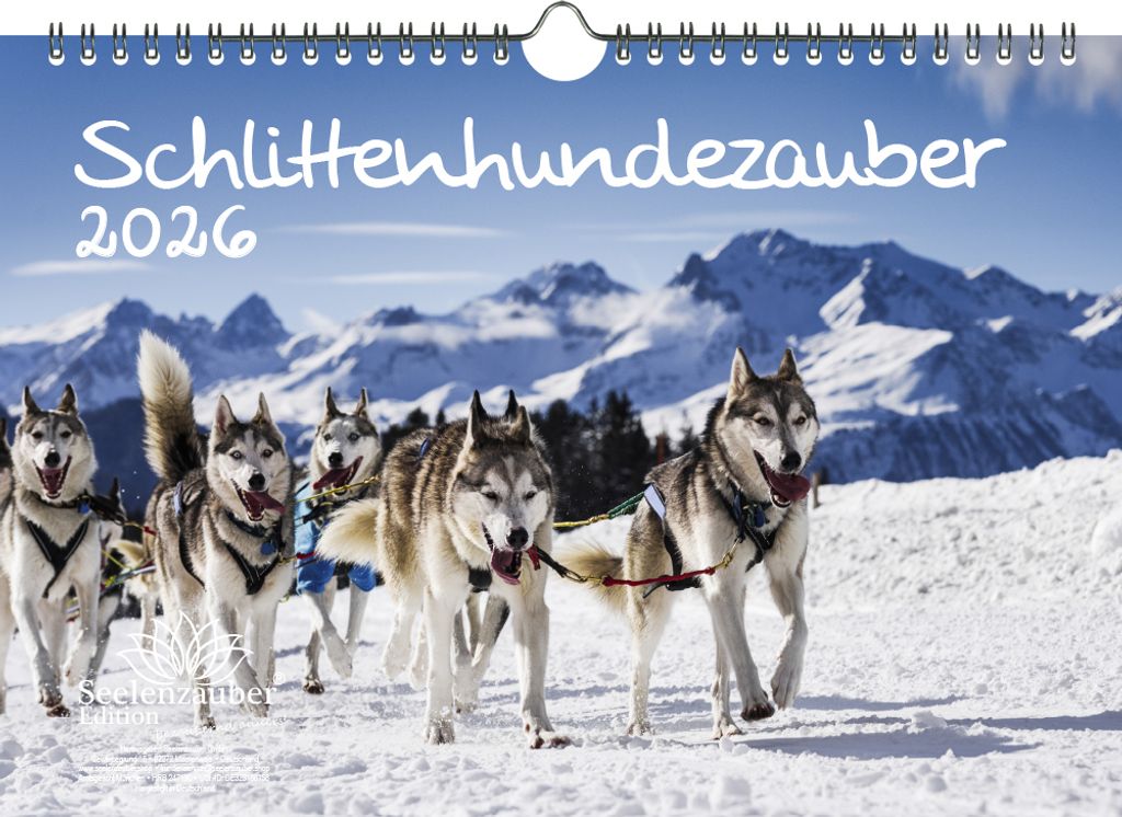 Schlittenhundezauber DIN A4 Kalender für 2026 Welpen und Hunde - Seelenzauber