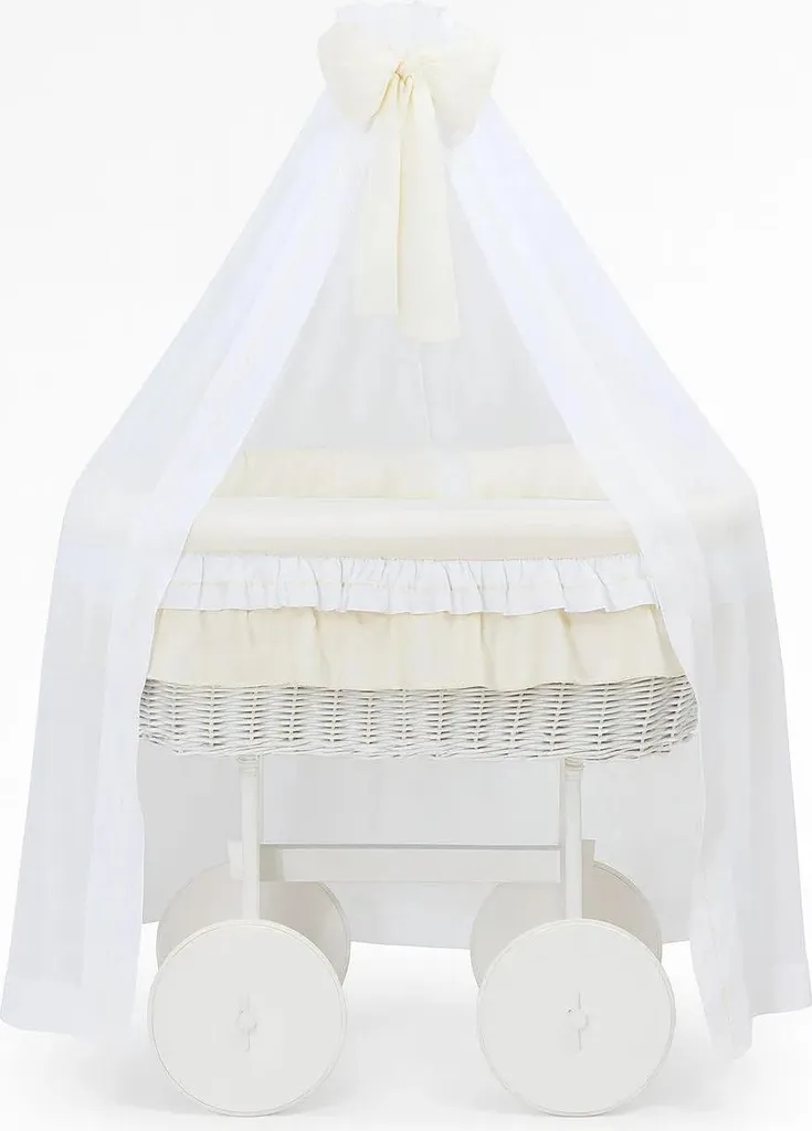 Berceau Bébé en Fibre Naturelle avec Ciel de Lit et Socle Bois Bellamy