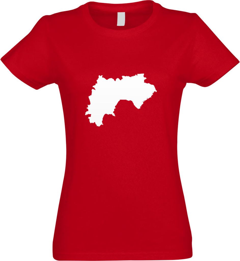 Kiwistar - T-Shirt tailliert - Damen - rot - Guinea Umriss Kontur - mit Motiv Bedruckt - Funshirt Design - Sport - Freizeit - Damen - XXL