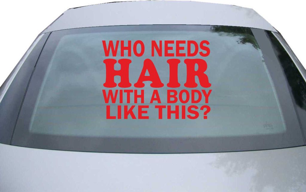 Indigos UG - Aufkleber Heckscheibe & Motorklappe DE6308 - rot - 600x428 mm - who need hair with a body like this ? - John - Auto Scheiben Fenster H...