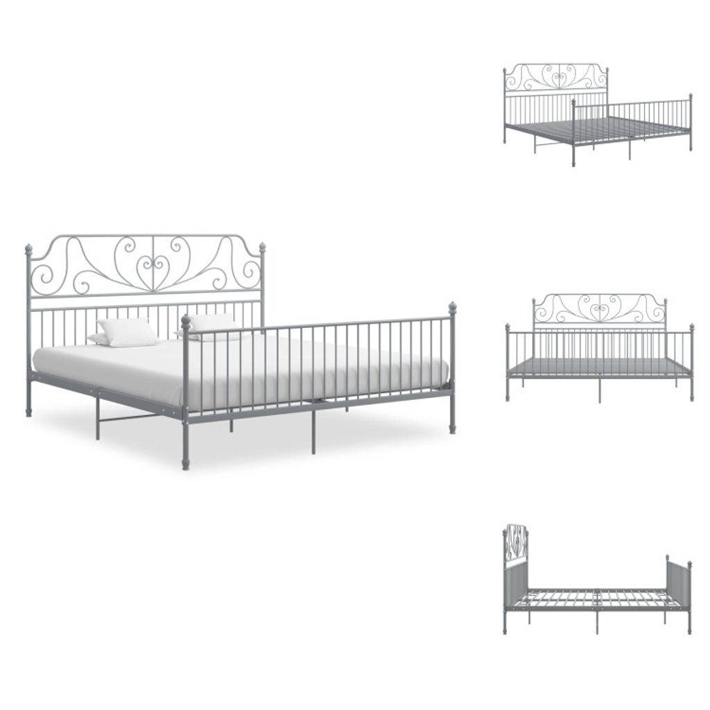vidaXL Bettgestell Grau Metall 200x200 cm - Betten & Bettgestelle