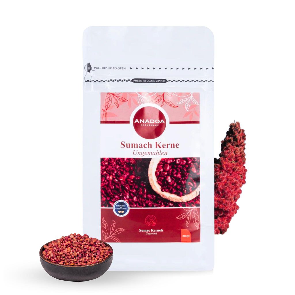 Sumach Kerne ungemahlen (Sumak) 300g | Reines Sumak Gewürz Ohne Salz - 100% Natürliche Essigbaum-Beeren ohne Konservierungsstoffe