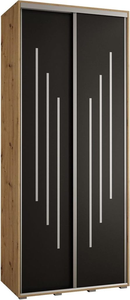 MEBLE KRYSPOL Davos 8 Schrank, zwei Türen - 235,2x100x45 cm - Artisan Schwarz Silber