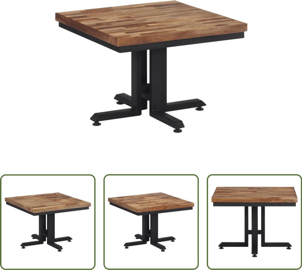 The Living Store Couchtisch 55x55x40 cm Recyceltes Massivholz Teak