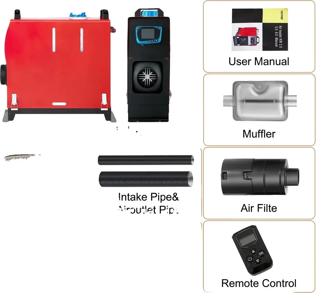 Chauffage à air diesel 8KW télécommandable avec moniteur LCD bleu