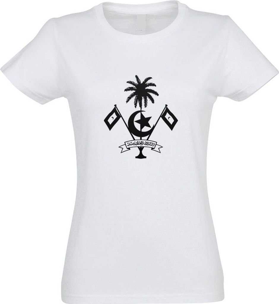 Kiwistar - T-Shirt tailliert - Damen - Weiss - Malediven Wappen - mit Motiv Bedruckt - Funshirt Design - Sport - Freizeit - Damen - XL