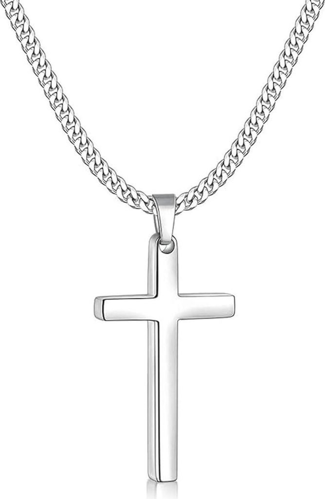 Herren Kreuz Kette Edelstahl Anhänger Silber/Schwarz/Gold Produktbild 