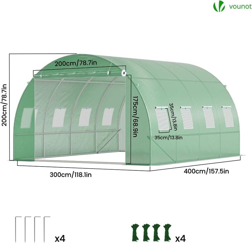 VOUNOT® Gewächshaus Foliengewächshaus Winterfest Produktbild 3