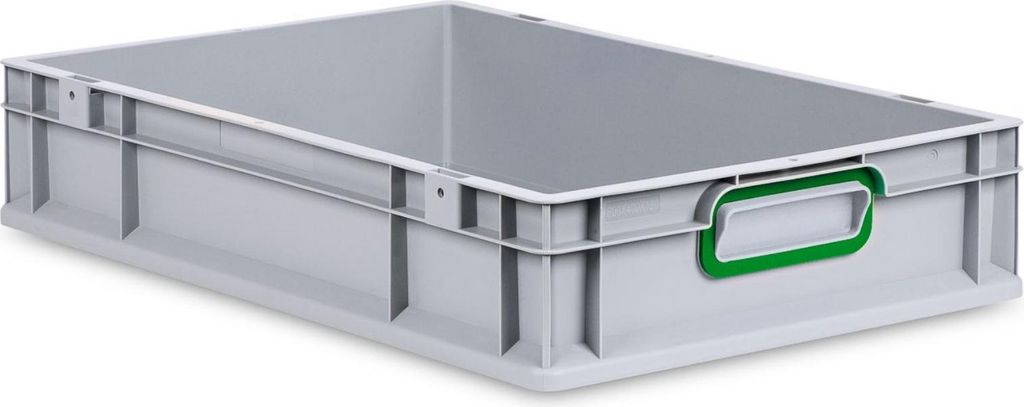 Eurobox NextGen Color | HxBxT 12x40x60cm | 23 Liter | Griffe grün geschlossen | Glatter Boden | Eurobehälter, Transportbox, Transportbehälter, S...