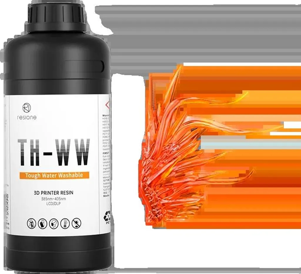 Résine 3D Robuste THWW Orange 1000g - Lavable à l'Eau Haute Précision