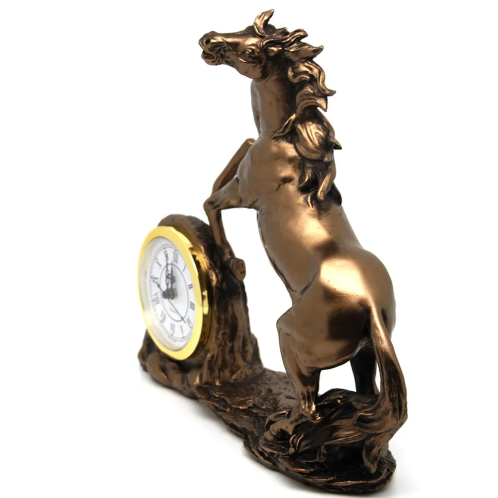 Pendule de table cheval cabré sculpture en bronze style Reine Isabelle