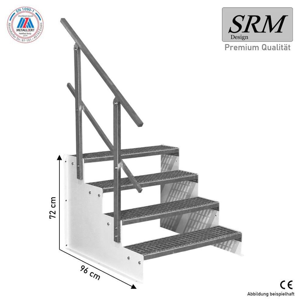 4 Stufen Standtreppe Modell 2 freistehend weiß Treppe Produktbild 