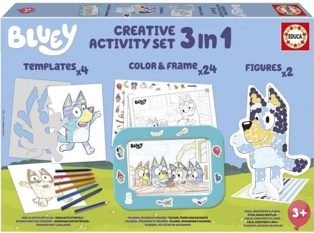 Bluey Kit Creativo 3 in 1: Pittura, Stencil e Figure 3D Pop
