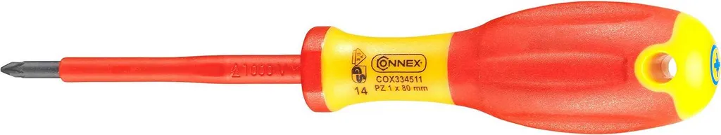 Tournevis Pozidriv PZ1 Isolé 1000V Connex 80mm avec Manche Ergonomique