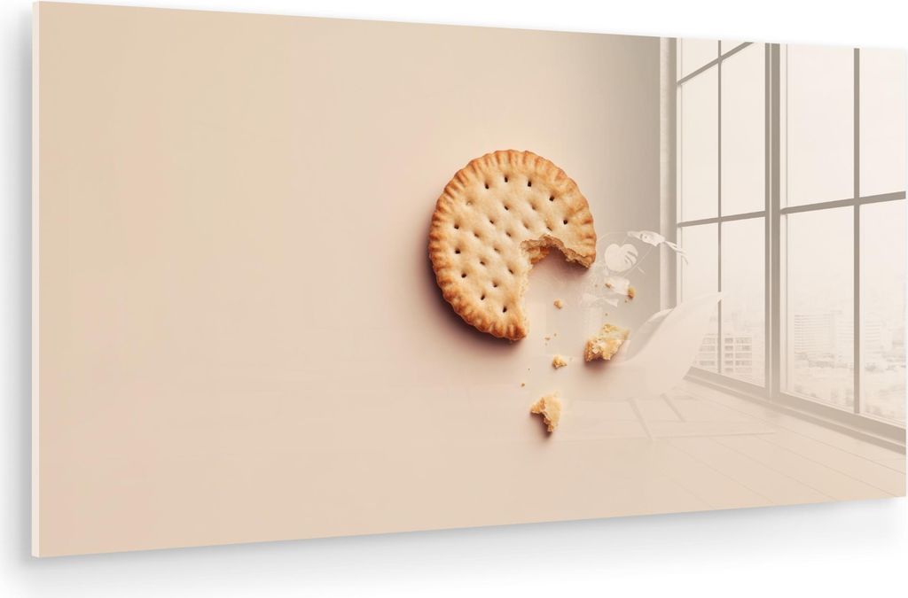 MuchoWow Glasbilder - Bilder auf Wandbild - Foto auf Glas Keks - Krümel - beige 40x20 cm Wanddekoration aus Glas - Acrylglasbild - Acrylbilder - M...