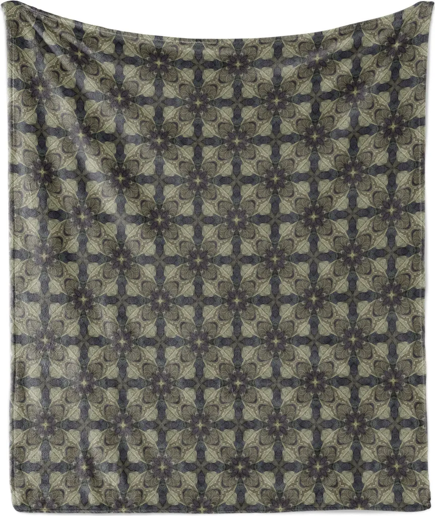 ABAKUHAUS Coperta in morbido pile di flanella color cachi, motivo a pois astratto ondulato, morbida e confortevole per interni ed esterni, 125 x 175 cm, multicolore
