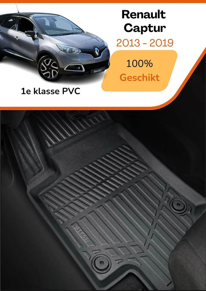 Renault Captur 2013–2019 – Premium Carbonlook Fußmatten – Hochwertiges TPE – Allwetter-Schutz – Erhöhte Ränder – Rutschfest