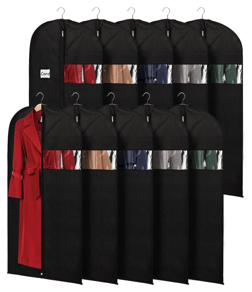 Kleidersack, 152 cm (10-teiliges Set), Aufbewahrungstasche für Kleidung, Kleiderschrank mit Reißverschluss, Kleidersäcke und Blazer mit Klappe u...