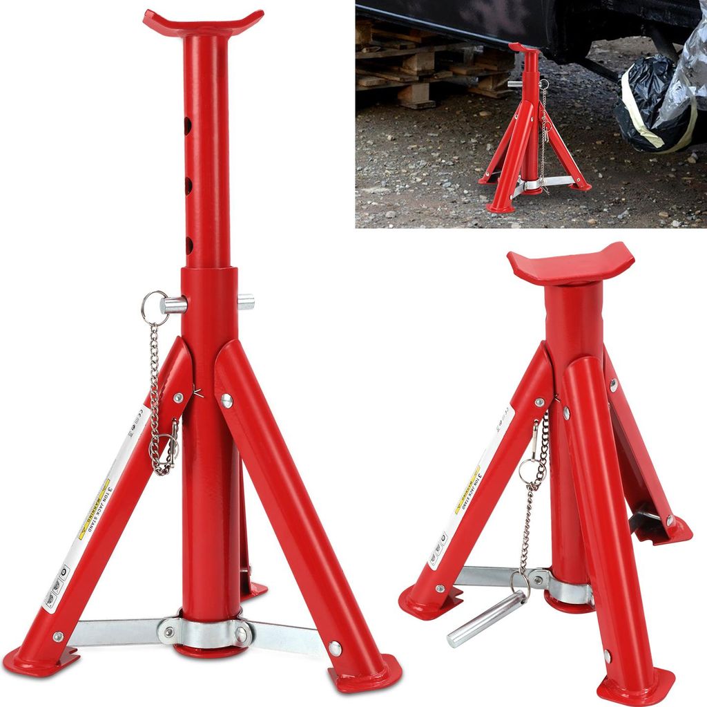 TolleTour 2x Unterstellbock 3T verstellbar Auto Unterstellböcke 3000 kg höhenverstellbar zusammenklappbar Red