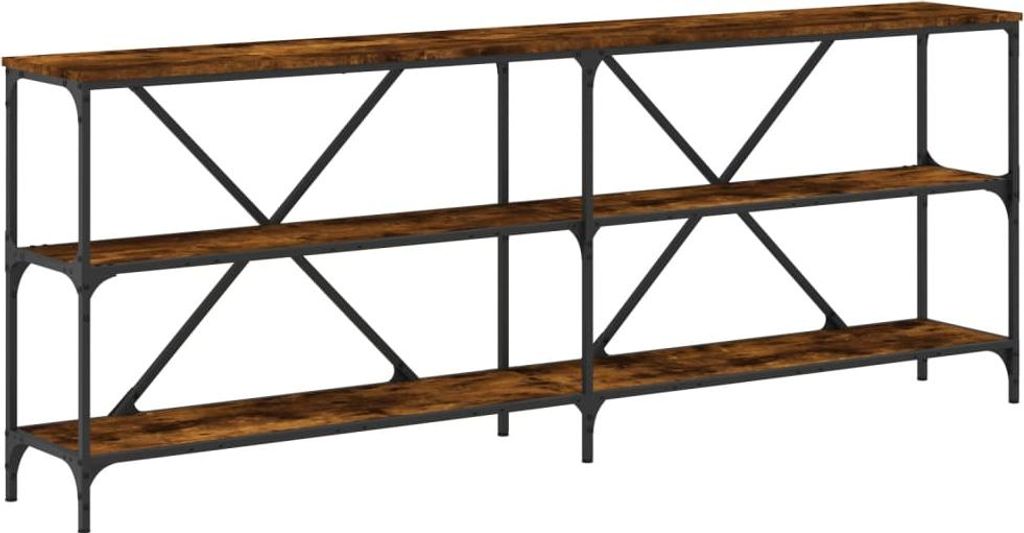 vidaXL Konsolentisch Räuchereiche 200x30x75 cm Holzwerkstoff und Eisen