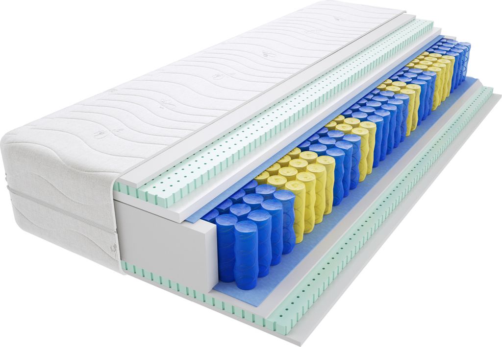 Matratze 100x190 cm Doppelmatratze, H3 Mittelfest Federkernmatratze, Taschenfederkernmatratze 21 cm Hoch Latex Hypoallergene, HR-Schaum, Wendematra...