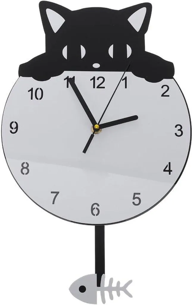 Pendule murale chat pour chambre enfant - Horloge décorative silencieuse