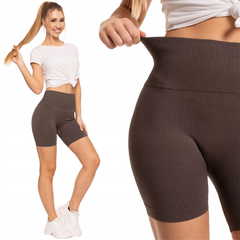 Biker legginsy damskie push-up wysoki stan prążkowane MORAJ Zdjęcie produktu 