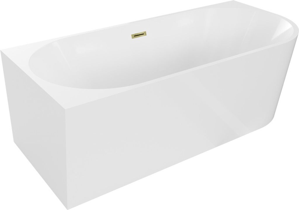 Mexen Mia freistehende Eckbadewanne links 180 x 80 cm, weiß, Abfluss gold - 52691808000L-50