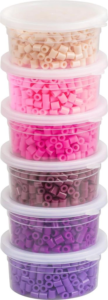 KNORR prandell Bügelperlen Set 3000 Stück mit 6 Vorlagen für kreatives Basteln Pink/Lila