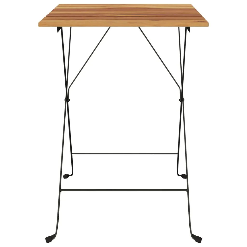 Table de balcon pliable gain de place en teck et acier ZMH 55x54x71 cm - 3