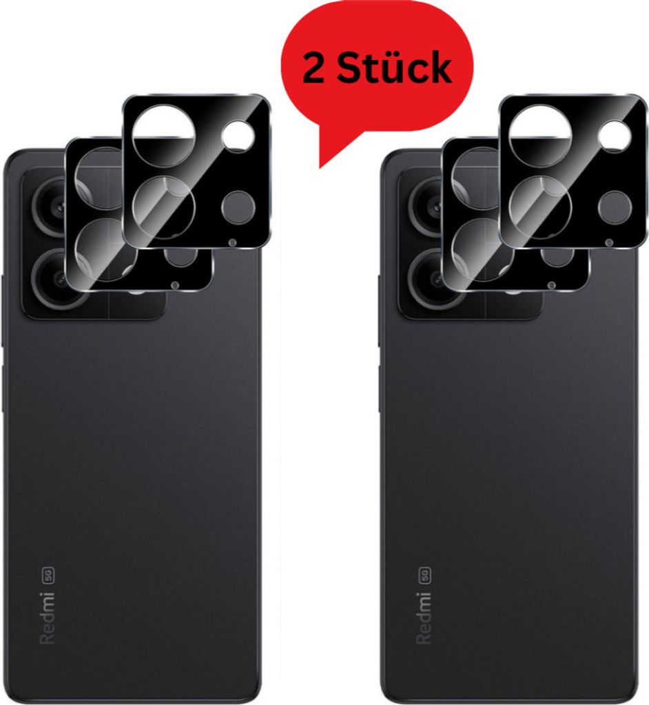 CLM-Tech 2X Kameraschutz kompatibel mit Xiaomi Redmi Note 13 5G Kameraglas Panzerfolie Panzerglas Crystal Clear Kameraschutzfolie 9H Glas Schutz Gl...