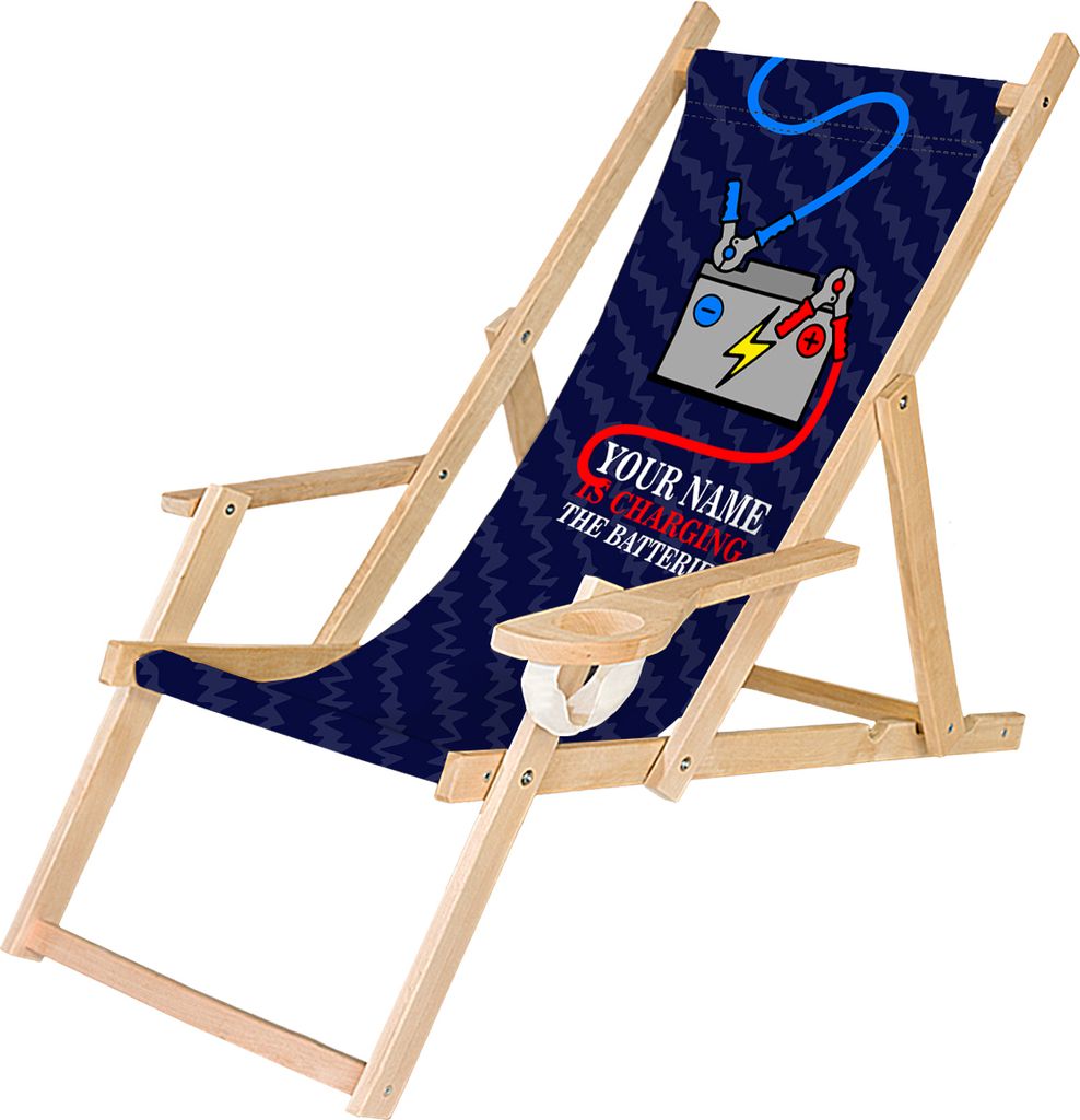 Holz Liegestuhl Personalisierbar Klappbar Klappliegestuhl mit Armlehne und Getränkehalter Strandstuhl Motiv Aku Dunkel [119]