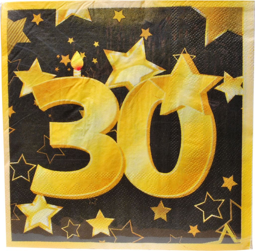 20 St. Geburtstag Papier Serviette 30 Jahre gold / schwarz Party Deko