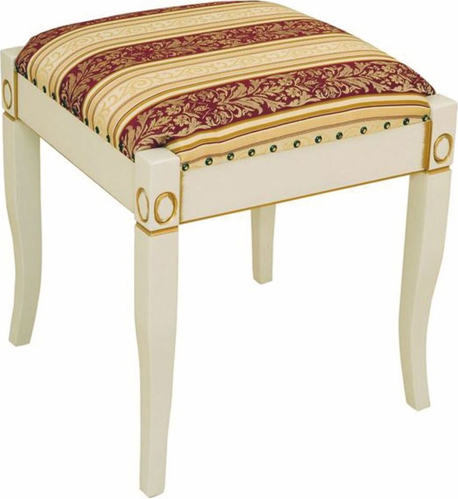 Casa Padrino Luxus Barock Hocker Bordeaurot / Creme / Weiß / Gold - Barock Möbel