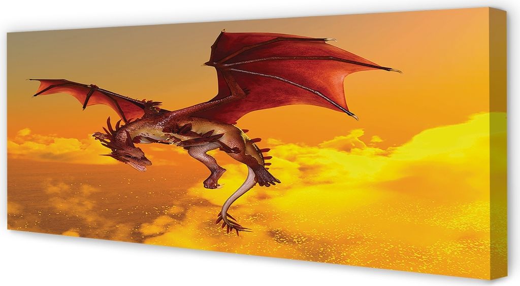 Leinwandbild 125x50 Wandkunst Wolken Himmel Drachen