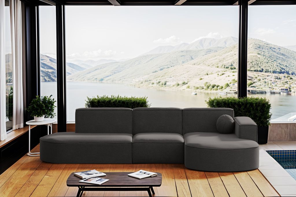 Kaiser Möbel Gartenmöbel Ecksofa,Couch ,Sofa L-Form Garten Modena L Patio Grau Rechts