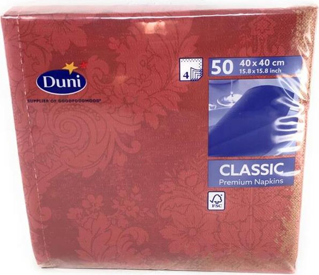 Duni Klassik-Servietten 4 lagig 1/4 Falz 40 x 40 cm Royal Bordeaux, 50 Stück