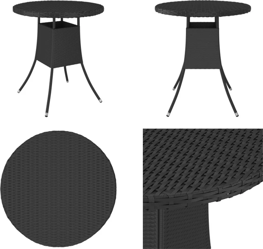 vidaXL Tavolo da giardino Nero 70x70x73 cm Poly Rattan - Tavolo da giardino - Tavoli da giardino - Tavolo - Tavoli