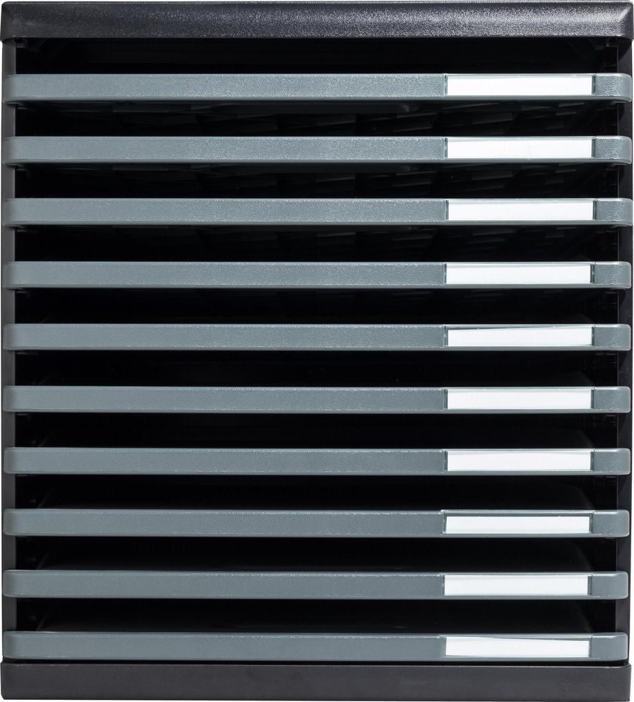 Exacompta Schubladenbox MODULO A4, 10 offene Schubladen - Dunkelgrau - 304714D