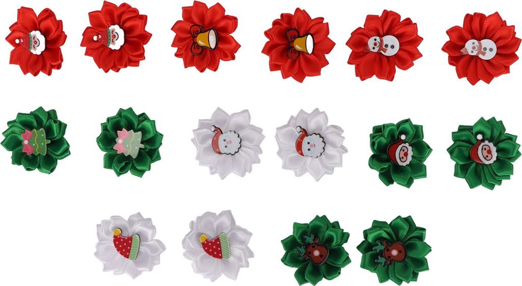 16 Stück Weihnachts-Hundehaarbänder mit Blumen und Gummi für Hochzeit, Geburtstag, Party, Feier, Festival