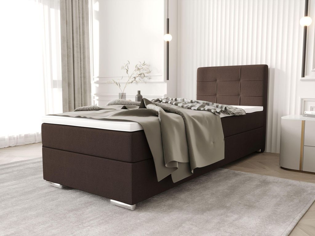 BEDANTE Boxbett ZILANO 1 90x200 Cosmic 800 Links Öffnung Bett Bettkasten Einzellbett Hotelbett Topper Matratze Schlafzimmer Stauraum