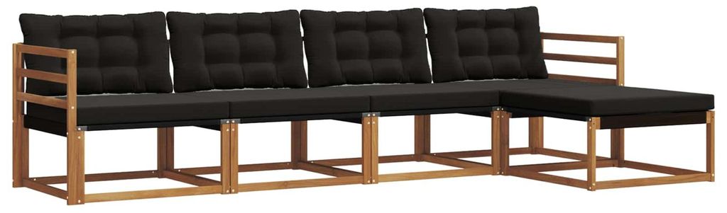 Outdoor-Sofagarnitur mit Kissen 5 pcs Natürlich und Schwarz